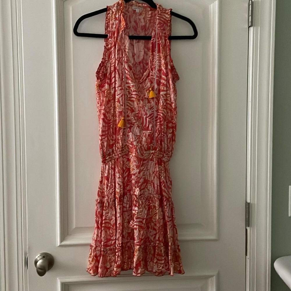 Poupette St. Barth Ruffle  Sleveless Floral Triny Mini Dress Size XS
